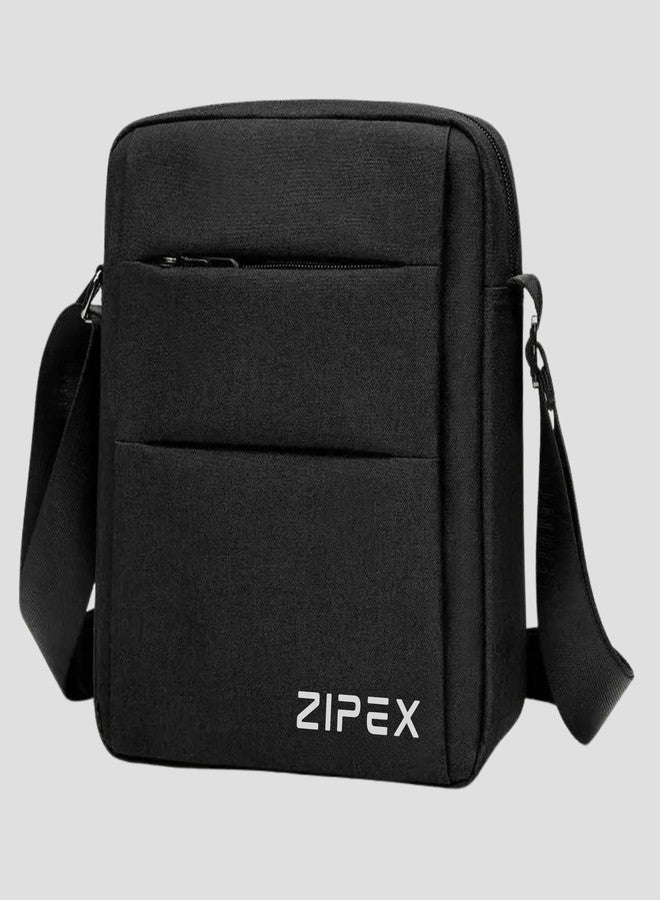 ZIPEX Black Sling Bag for Men | Adjustable Strap | Crossbody Shoulder Bag, Stylish Travel, Office & Daily Use Sling Pouch | Side bag - Image 1